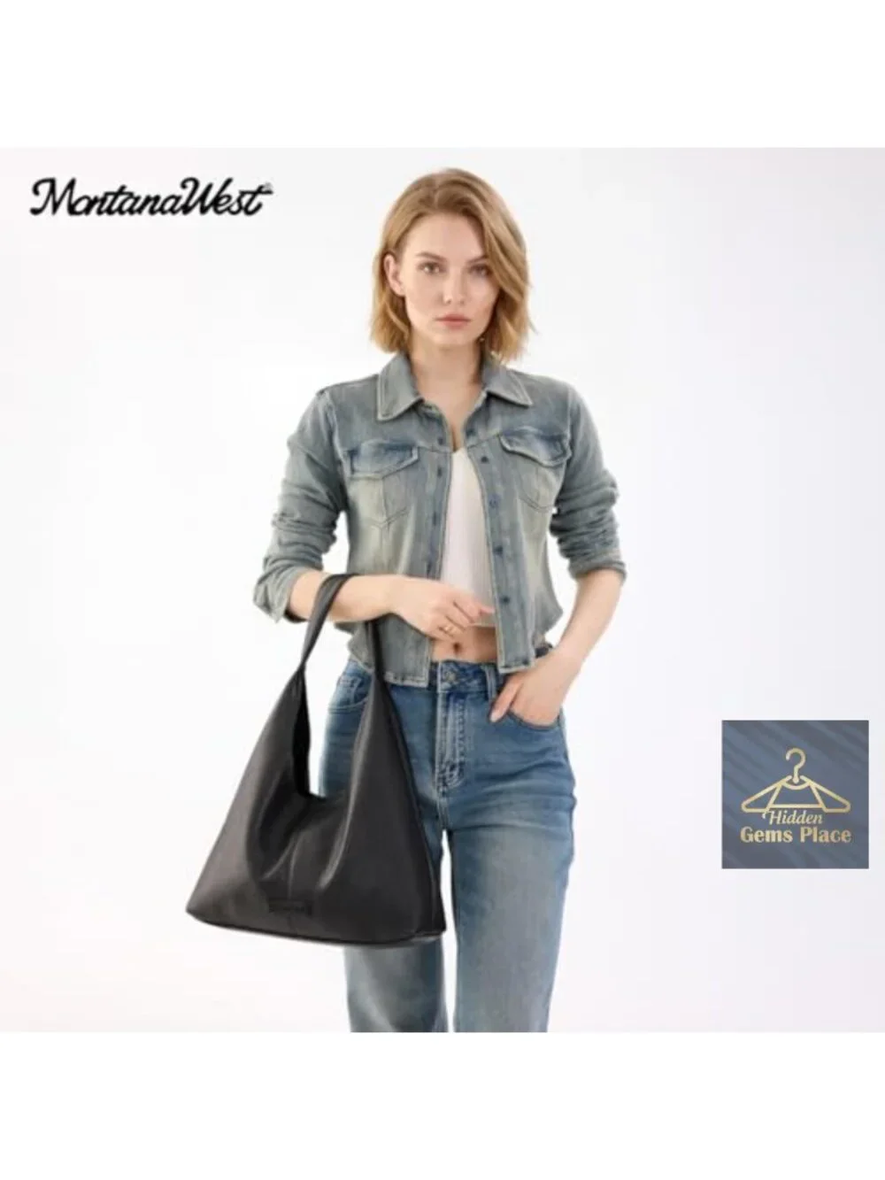 Slouchy Soft Hobo Shoulder Bag Tote with Pouch Faux Leather